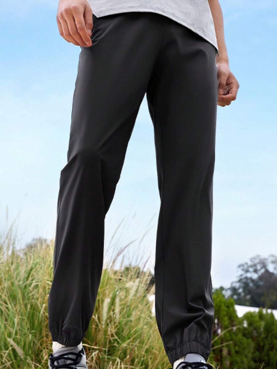 CAMEL CROWN Men's Sports Casual Trousers, Camel Spring And Summer Quick-Drying Trousers, High Elastic Ice Silk Thin Loose Cuff Casual Trousers - Black - View 1