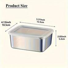 (5/6/8-Piece Set) 304 Stainless Steel Storage Containers For Outdoor Picnics(5.31 Inches * 4.13 Inches), With Square Lids, Airtight And Stackable, Reusable, Refrigerator And Kitchen Supplies, Perfect For Family Parties, Outdoor Gatherings, Birthday Gifts, Holiday Gifts - Bạc - Xem 6