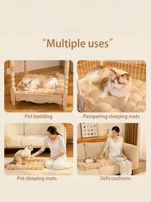 1 pieza Alfombra de peluche cuadrada de suave crema francesa, adecuada para gatos y perros, mini alfombra multifuncional para dormir y ocio, cómoda y fácil de cuidar, ¡un regalo ideal de suministros para mascotas! Cama de descanso para mascotas para invierno y todas las estaciones, 5 opciones de color