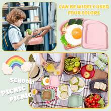 Reusable Bento Box For Sandwiches & Lunch – Toast-Shaped Plastic Container With Leak-Proof Lid, Microwave & Dishwasher Friendly – Ideal For Families Or Adults – Practical Kitchen Supplies