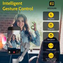 AOCHUAN Smartphone Gimbal Stabilisator, 3-Achsen Handstabilisator, eingebautes magnetisches Sieben-Farben-RGB-Fülllicht, faltbar und tragbar, KI-Gesichtsverfolgung, Objektkörperverfolgung, Fokus-/Zoomsteuerung, geeignet für Videoaufnahmen/Vlogs/Videoinhalte-Ersteller, verwendet für Konzerte, Frühlingsreisen, Fotografie, Bergsteigen, kreative Apps und Live-Übertragungen, multifunktionaler intelligenter 3-Achsen-Handy-Gimbal-Stabilisator kompatibel mit iPhone Android-Handy, stabilisierter Vlogging-Handy-Stabilisator Nan ActiveTrack