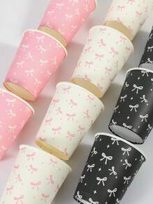 10/20/50pcs Birthday Party Decoration Bow Paper Cup Drink Mug Disposable Party Supplies Birthday Picnic Vacation - Multicolor - View 14