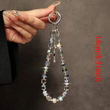 Luxury High-End Crystal Beads Bracelet Short Lanyard Strap Clip Phone Case Keychain Bag Ornaments - 1 - 查看 2