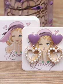 100 件时尚肖像耳环展示卡，适合创意女孩的珠宝收藏，适合返校礼物 - 白色 - 查看 7