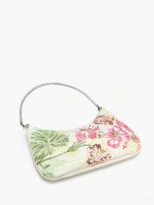 1pc Novachic Floral Sequin & Bead Decor Vacation Style Sparkling Crystal Wristlet, Women Zipper Crossbody Bag, Suitable For Holiday Use, Best Choice Elegant Bag For Bridal Shower, Sparkling Sequin Bags Ladies Elegant , Sequin, Wedding - Multicolor - View 3