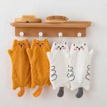 1pc,Stylish Cartoon Embroidery Hand Towel - Decorative Hanging Towel With 3D Plush Texture, Multi-Purpose Absorbent Kitchen & Bathroom Accessory For Modern Home Decor