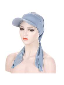 1pc New Solid Color Ruched Tail Bowknot Headband Hat, Fashionable Tied Hat - A - View 11