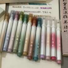 4 支/盒蓝色夜光软头荧光笔，护眼霓虹绘图笔，适用于绘画、日记、涂鸦、水彩画，适合返校使用