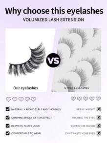 Nuevos 7 pares de pestañas postizas artificiales rusas D-Roll de aspecto natural y esponjoso, pestañas postizas clásicas de ojo de gato, pestañas postizas dramáticas 5D de aspecto natural y suave, extensiones de pestañas naturales que crean el look talla grande hermoso, imprescindibles para el trabajo, fiestas, vida, festivales y viajes