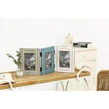 Triple Hinged 3 Picture Frame 4X6 Distressed Wooden Photo Frame For Tabletop Display Picture College Frame Holiday Christmas Home Decor - Trifold 4X6 - View 7