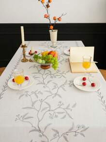 1 Stück wasserfeste rechteckige Tischdecke mit delikater 3D-Stickerei und Quastenverzierung, geeignet für Wohnzimmer, Esszimmer, Restaurant, Hotel