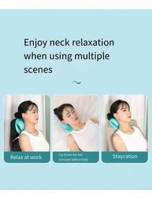 1pc Neck Massage Pillow For Neck And Shoulder Relaxation, 8 Minute Comfortable Neck Massager Tool With Ergonomic C-Shaped Design - Teal - View 12