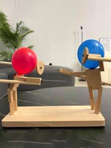 Juego de batalla de figuras de madera con 2 jugadores para reventar globos, juguete interactivo de marionetas de madera hechas a mano para fiestas