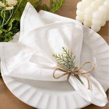 12pcs Handmade Fabric Napkins, With Rolled Edges, Exquisite Handloom Fabric Napkins, Suitable For Dinners, Parties, Weddings, Etc.