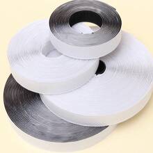 2 Rolls Self-Adhesive Double-Sided Tape, 600cm/236in Length, 2cm/0.78in Width, Black Or White Options, Reusable (Each Roll Includes 150cm/59in Hook & 150cm/59in Loop), Great For Window Screens, Curtains, Photos, Office Outlets Back To School