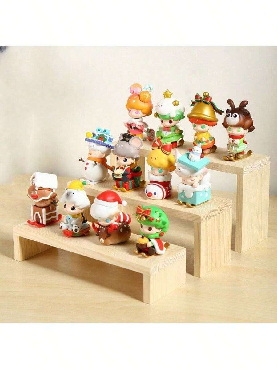 Jewelry Display Stand Blind Box Organizer Wooden Tiered Doll & Figure Model Storage Rack - Wood Color - View 1