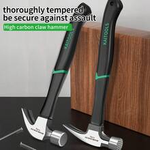 Plastic-Coated Sheep Horn Hammer, Non-Slip Shock Absorbing One-Piece Forged Iron Hammer For Construction, Carpentry, Home Use, Multi-Functional Nail Puller, Black