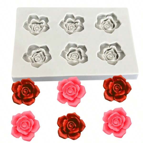 Molde de silicona con diseño de flores de rosa y peonía, molde para decorar pasteles, chocolates y manualidades de repostería DIY
