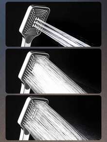 1个手持式增压花洒，3种喷淋模式，超大喷水范围，镀铬表面，浴室配件，浴室工具 - 銀色 - 查看 5