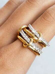 2025 Nieuwe roestvrijstalen 3-ring 4-ring kubieke zirkonia elegante cocktailparty- en vakantiering