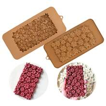 1pc Chocolate Silicone Mold With Flower Pattern, Fondant Cake Mold, DIY Fruit Decorated Baking Tool, Soap, Candle, Resin Casting Silicone Mold