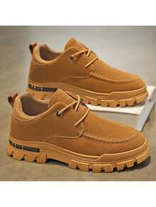 New Spring Outdoor Hiking Men Shoes, Fashion Casual Shoes Thick Sole Low-Top British Style Work Boots - Brown - View 9