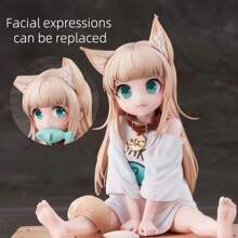 "My Cat Girl Is A Cute Girl" Figure Smartphone Stand With Interchangeable Face Parts - Anime Character PC Case/Car Mount/Desk Deco Oshikatsu Goods Cute Interior Cosplay Accessories Moe Goods (Anime Phone Stand/Otaku Deco/Funny Face Art)