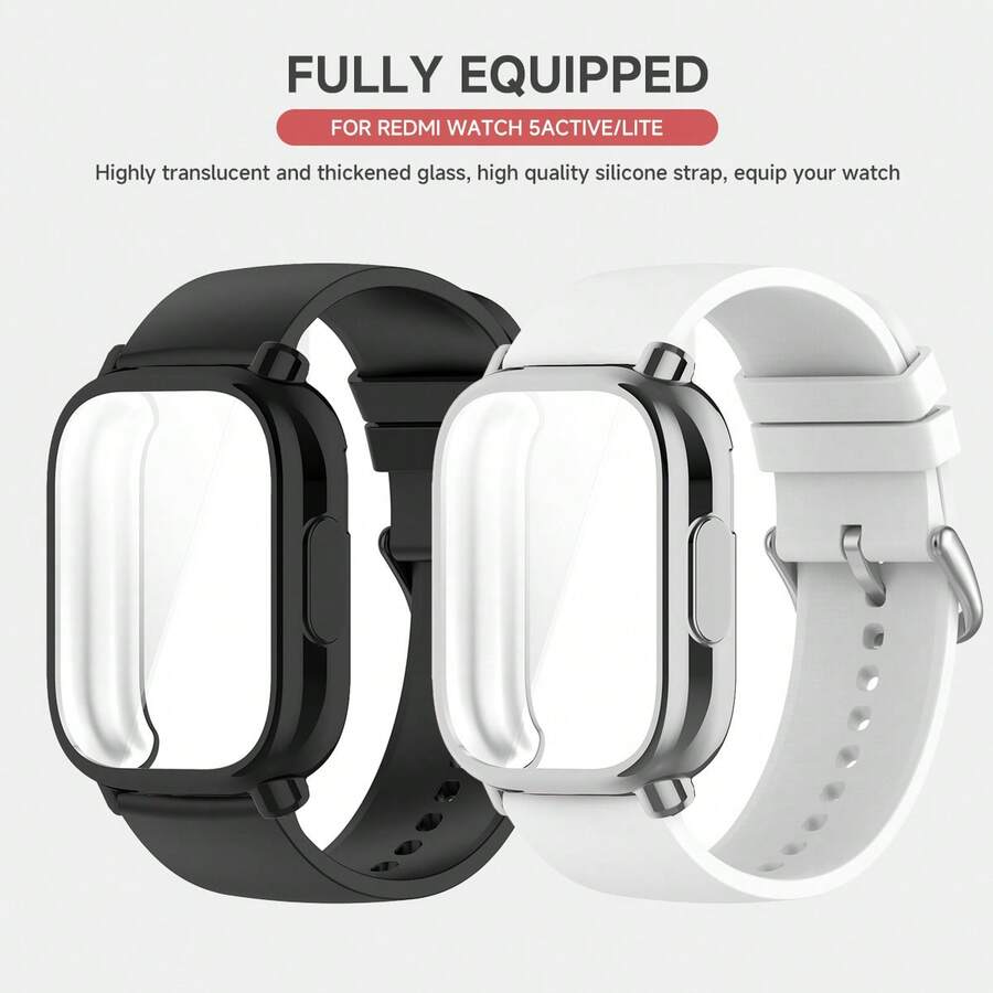 TPU Case+Strap Compatible With Redmi Watch 5 Active Band Soft Screen Protector Compatible With Redmi Watch 5 Lite Breathable Silicone Sports Band