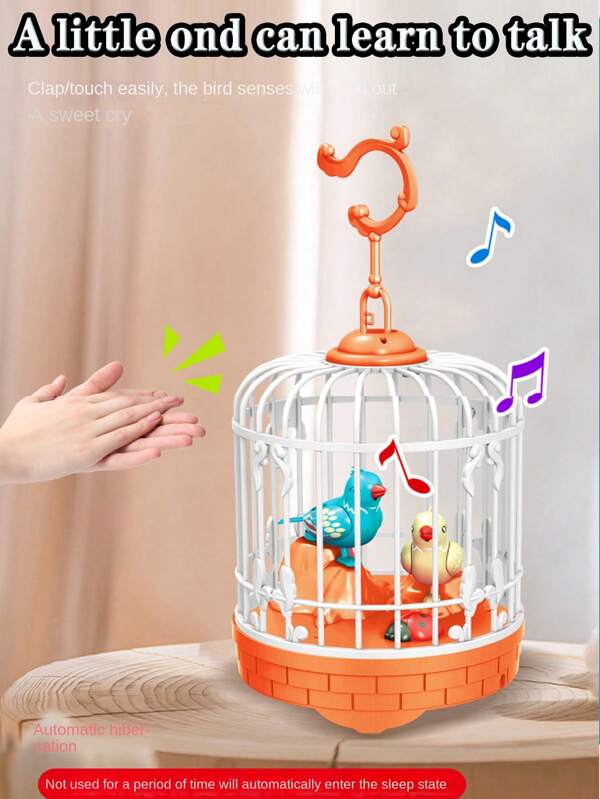 Stimmgesteuerte Vogelkäfig Beleuchtungssimulation, Elektrischer Vogel für Kinder, Lernen der Vogelsprache im Käfig, Spielzeugvogel, Musik, Beleuchtung, Sensorik, Sprachsteuerung, simulierter Vogelruf, interaktiver Vogelkäfig, Geschenkartikel, Geburtstagsgeschenk, Geschenk