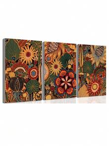 3入組無框帆布海報，復古藝術，卡通和野花藝術油畫海報，適用於臥室、客廳、餐廳、廚房、書房、浴室、走廊、宿舍房，壁畫、壁飾、家居裝飾、房間裝飾帆布印刷完美禮物