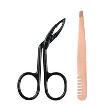 New Stainless Steel Multi-Function Curved Eyebrow Tweezers, Scissor Tweezers Facial Hair Eyebrow Removal Tool, 2/3pcs Set Suitable For Men And Women
