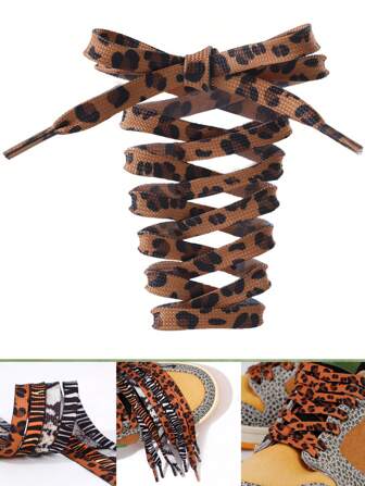 New Sneakers Shoelaces Replacement, Animal Print, For Basketball Shoes, Casual Flat Shoes