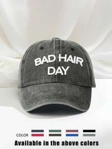 1 件刺绣“Bad Hair Day”水洗棒球帽，透气可调节高尔夫遮阳帽，适合户外活动，女士夏季时尚弧形帽檐遮阳帽，男士/中性 Y2K 风格遮阳帽 - 刺繡 - 查看 12