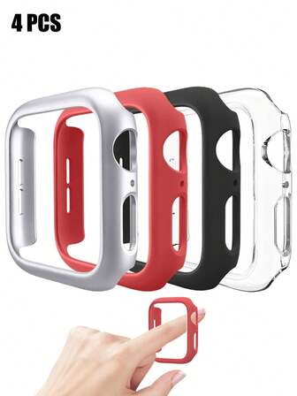 4 件/套男女休闲时尚 PC 镂空手表壳防摔保护套，适用于 表壳 38/40/41/42/44/45/46/49 毫米，适用于 Series Ultra/SE/10/9/8/7/6/5/4/3/2/1，智能手表壳配件