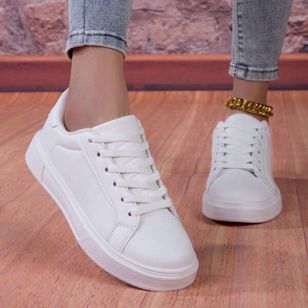 Versatile Men/Women's Skateboard Shoes, Classic White Sneakers, Anti-Slip Durable, Lightweight Soft Bottom Breathable Outdoor Walking Casual Shoes, All Season