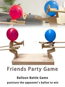 Juego de batalla de figuras de madera con 2 jugadores para reventar globos, juguete interactivo de marionetas de madera hechas a mano para fiestas