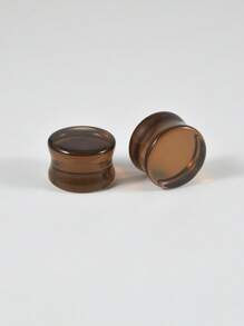 1 par de enchufes y túneles de vidrio para dilataciones - marrón oscuro tipo café expreso, con doble pestaña, expansores de peso corporal para pendientes estirados