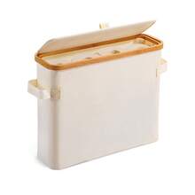 1 قطعة سلة تخزين من البامبو عالية الجودة ذات طراز بوهيمي مستطيلة الشكل بأقسام متعددة لتخزين مستلزمات الحمام، مناسبة لأنواع مختلفة من الغرف، سلة تخزين متعددة الوظائف للحمام والتخزين