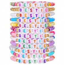 12pcs/Set Boho Heart & Letter Colorful Beaded Bracelets For Women Girls, Festival & Holiday Gift