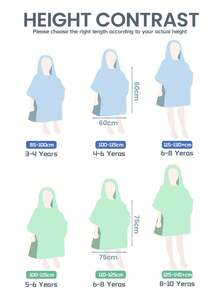 1pc Ultra-Soft Fiber Cute Mermaid & Shell Cartoon Print Kids Hooded Cloak, Children Beach Bath Towel, Waterabsorbent Warm Wrap For Swimming, Beach, Shower, Multi-Use