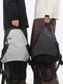 peach tree 大容量男士胸包休闲单肩包斜挎包旅行背包尼龙收纳徒步袋邮差包，商务休闲，情人节，黑色，学院风，多功能户外背包 - 彩色 - 查看 5