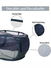 1pc New Foldable Laundry Basket, Large Capacity Storage Laundry Basket, Bathroom Storage Basket. Durable Collapsible Laundry Baskets, Mesh Pop Up Laundry Hamper With Side Pocket, Laundry Hamper, Washing Basket Bathroom Organizer, Basket, Storage Basket, Foldable Laundry Basket