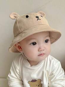 1pc Kids Bear Mesh Breathable Sun Hat, Cute Versatile Design, Suitable For Toddlers, Spring/Summer - Khaki - View 2