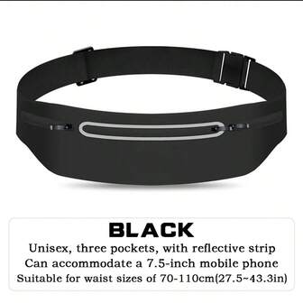 1 st. trendig smal midjeväska, 3 fickor, passar 7,5-tums telefon, lämplig för löpning, utomhussporter, cykling, resor, unisex, praktisk exklusiv liten presentväska för sport, fitness, träning, reseväska för semester, för kvinnor, för män, viktig bältesväska för vandring