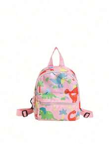 Cartoon Dinosaur Nylon Cute Backpack - Pink - View 5