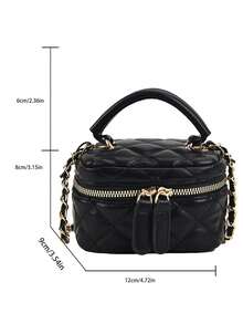 Tas Mini Ringan, Tas Rantai, Tas Quilted, Cocok Untuk Anak Perempuan, Mahasiswi dan Wanita Kantoran, Sempurna Untuk Kantor, Universitas, dan Tempat Kerja. - Hitam - View 3