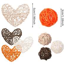 48/96 Pcs Wicker Rattan Balls Heart Ball Shaped Decorative Balls Vase Centerpiece Decoration Potpourri Bowl Filler Orange Beige Brown Table Decor For Wedding Home Bathroom Living Dining Room Table Decor DIY Craft - Multicolor - View 4