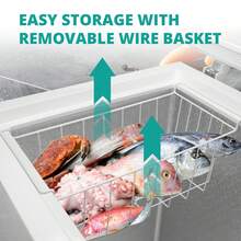 SMAD 14 Cubic Foot Box Freezer With 1 Basket For Deep Freezing, Low Noise, 7-Speed Adjustable Thermostat, Suitable For Garages, Kitchens, Offices, Meat, Houses, Commercial, White - US B Type Plug(110-127V) - View 4