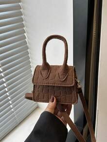 1个磁扣弹簧新款韩版可爱迷你斜挎包，百搭休闲手提包，纯色时尚单肩包，可装口红、钱包等，适合各种场合，舒适可调节肩带，多功能，不挑剔，适合户外、玩耍、通勤，是送给女孩的完美礼物。 - 迷你包-增加顏色 - 查看 14