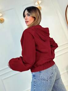 Women Coats - Burgundy - View 1